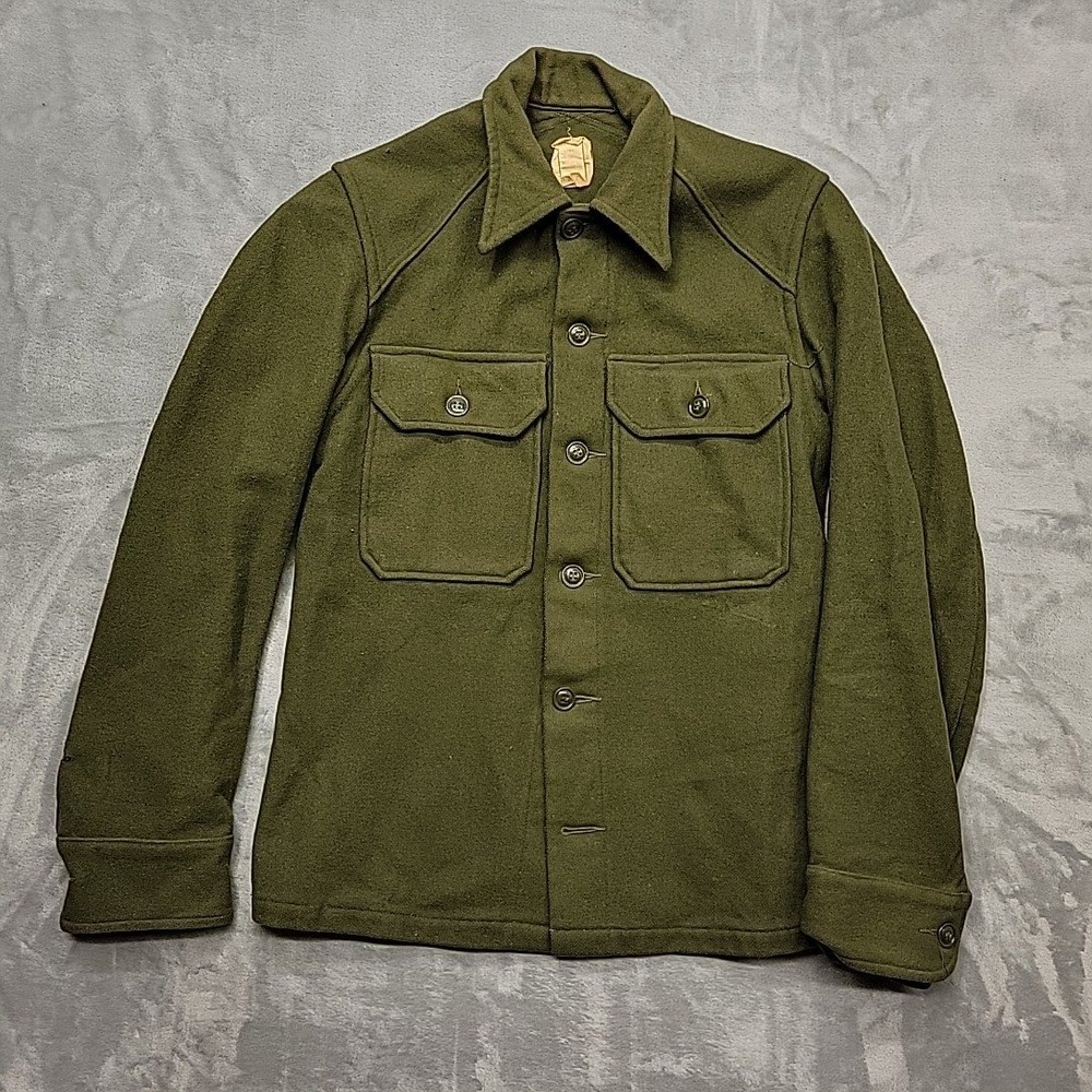 VTG 1960s US Army OG-108 Wool Field Shirt Mens XS Olive Green Military USGI